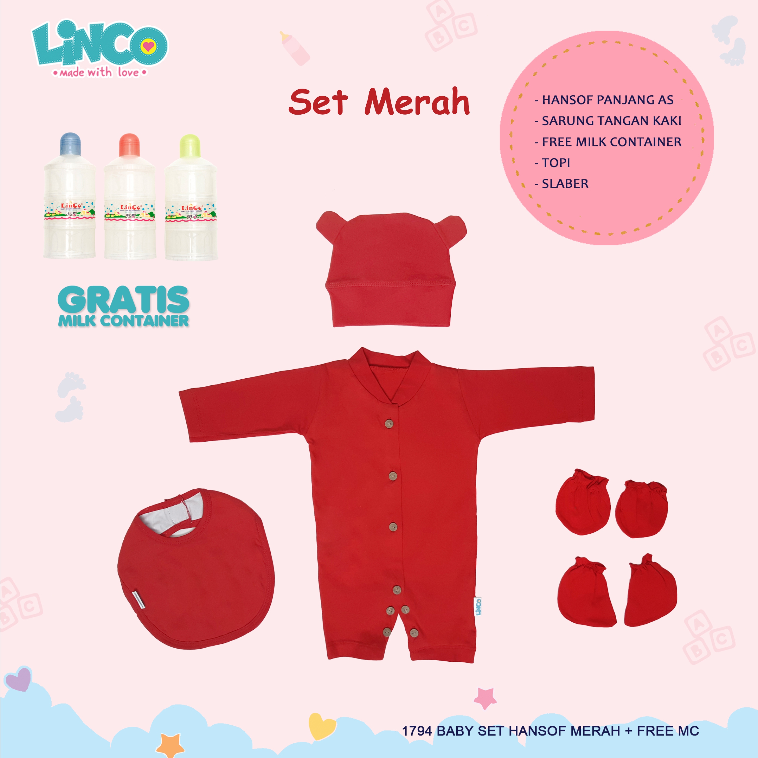 SET HANSOF MERAH (FREE MILK CONTAINER)